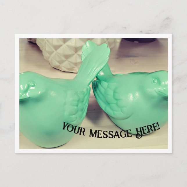 Cartão Postal Shabby Bonito Green Birds tuita IRL (Frente)