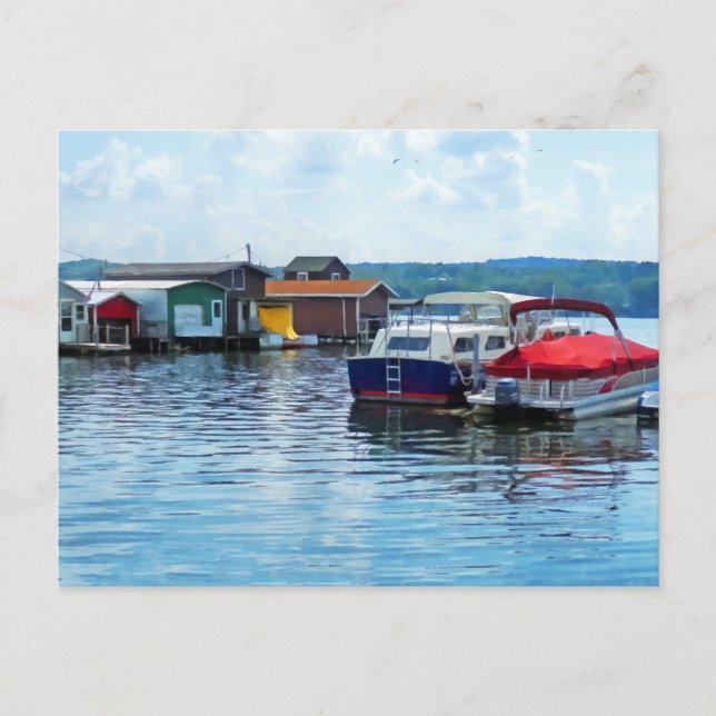 Cartão Postal Shacks de Pesca Canandaigua (Frente)