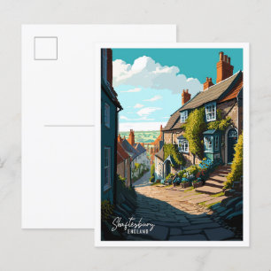 Cartão Postal Shaftesbury England Viagens vintage Illustration