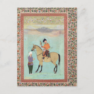Cartão Postal Shah Abbas, a cavalo, segurando um falcão