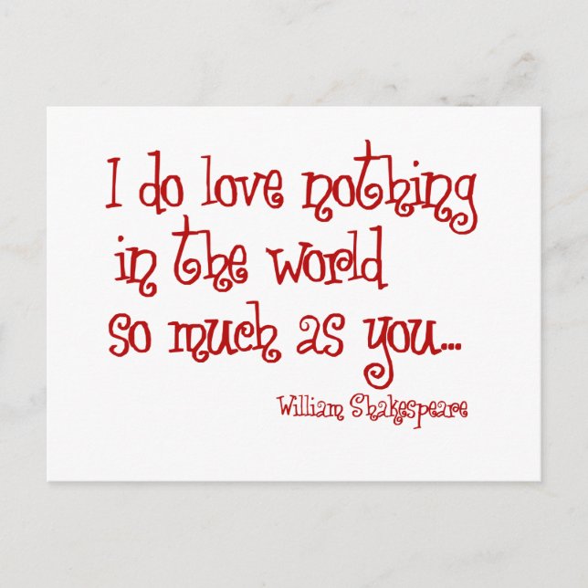 Cartão Postal shakespeare ama vermelho (Frente)