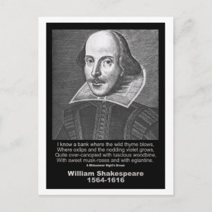 Cartão Postal Shakespeare cita o sonho da noite de Verão