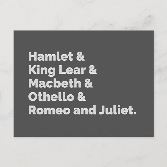 Cartão Postal Shakespeare Plays I (Frente)