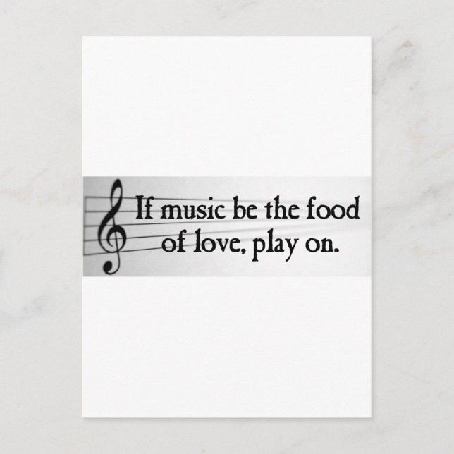 Cartão Postal Shakespeare: Se a Música é o Alimento do Amor (Frente)