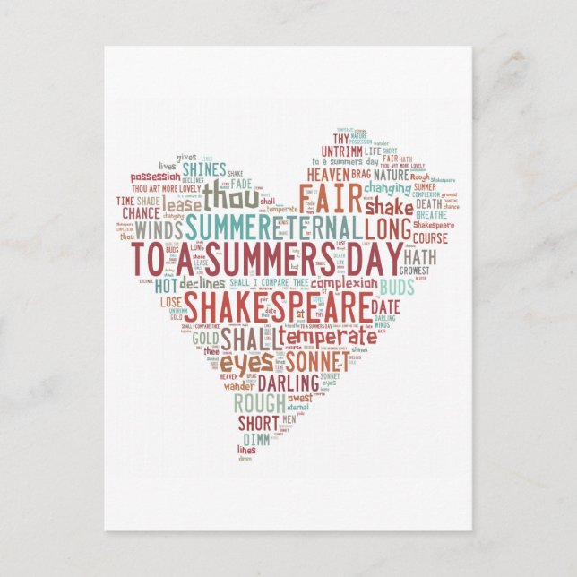 Cartão Postal Shakespeare Sonnet 18 (Frente)