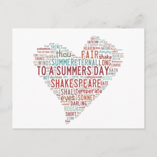 Cartão Postal Shakespeare Sonnet 18 (Frente)