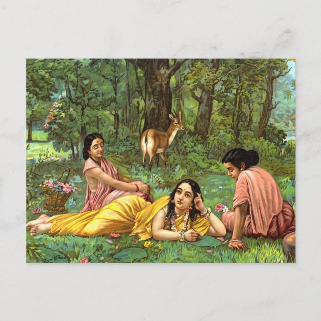 Cartão Postal Shakuntala Patralekhana by Raja Ravi Varma (Frente)