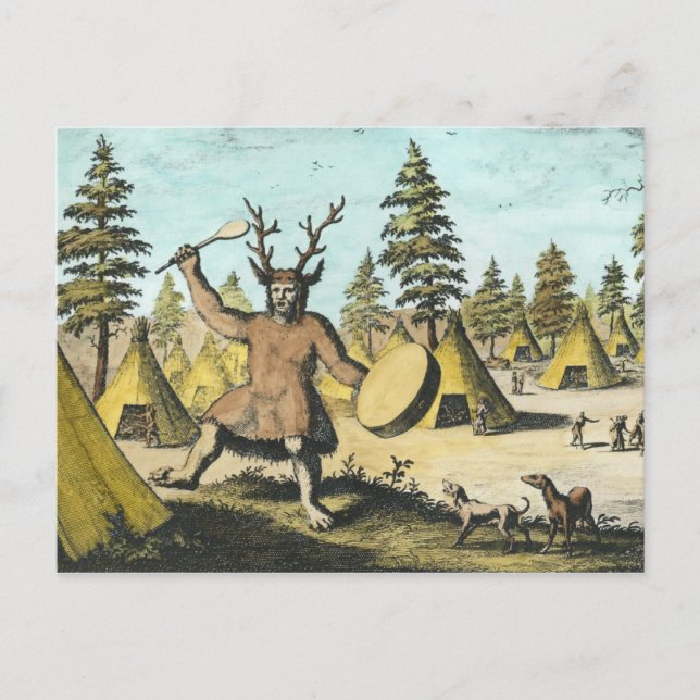 Cartão Postal Shaman Americano Nativo (Frente)