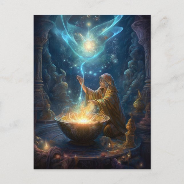 Cartão Postal Shaman Sorcerer Wizard Fantasy Art Postcard (Frente)