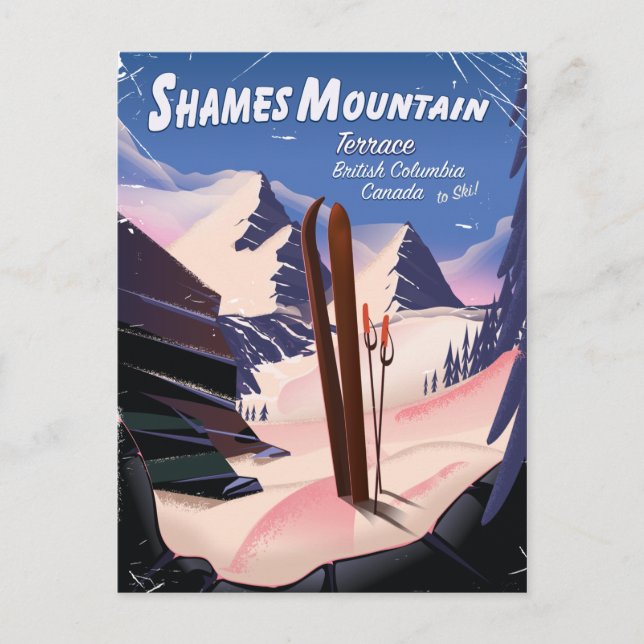 Cartão Postal Shames Mountain Terrace British Columbia Ski (Frente)