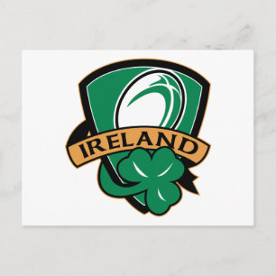 Cartão Postal shamrock da irlanda shield de bola de rugby