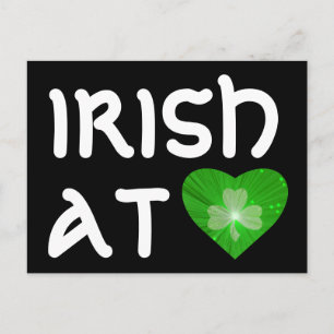 Cartão Postal Shamrock Heart 'Irish at Heart' preto