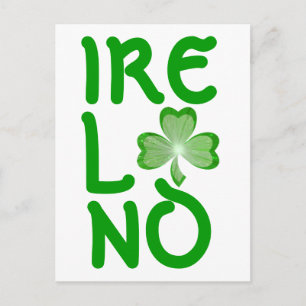 Cartão postal Shamrock 'Ireland', branco vertical