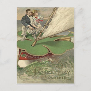 Cartão Postal Shamrock Sailboat Couple Sailing