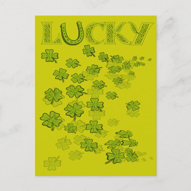 Cartão Postal Shamrocks Lucky HorseShoe (Frente)