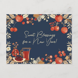 Cartão Postal Shana Tova - azul