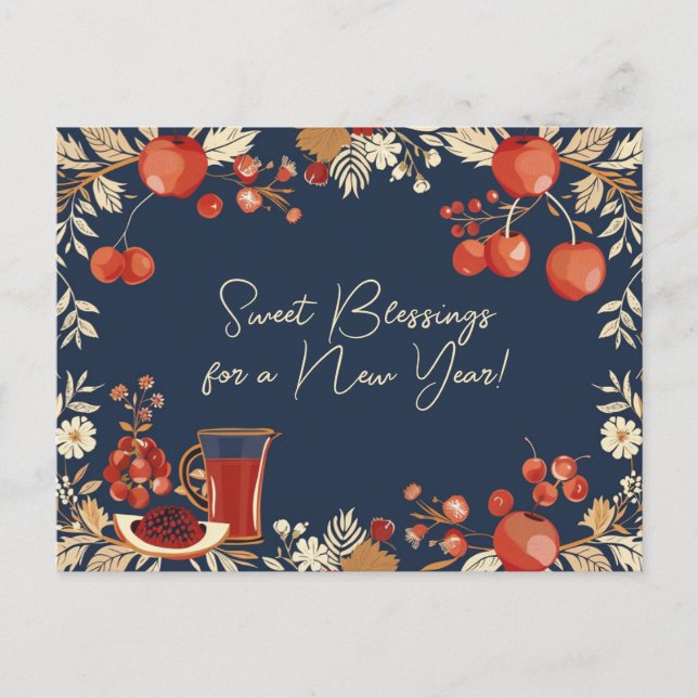 Cartão Postal Shana Tova - azul (Frente)