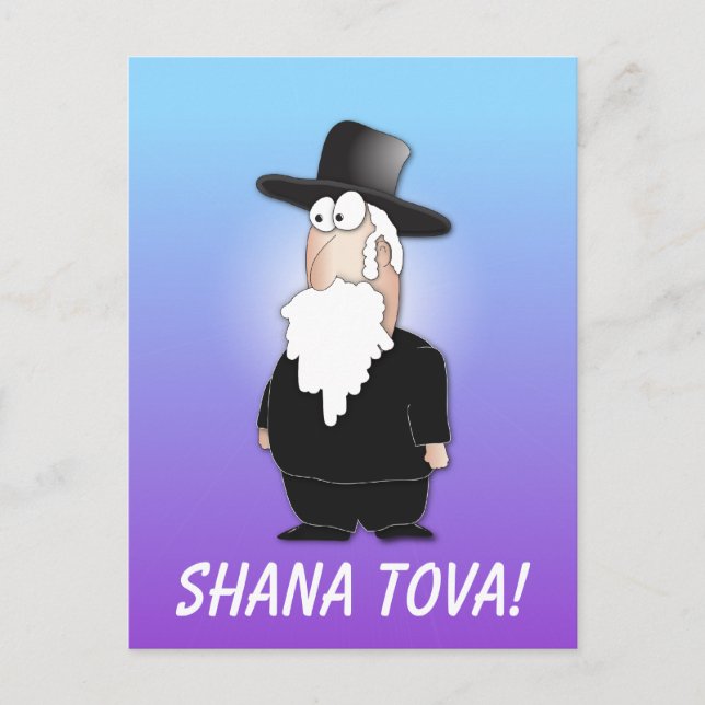 Cartão Postal Shana Tova Saudação - Cartaz do rabino judeu (Frente)