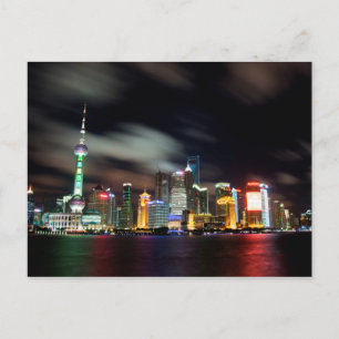 Cartão Postal Shanghai Skyline por Noite