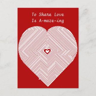 Cartão Postal Share Love A-Maze-ing Valentines Day Maze Heart PC