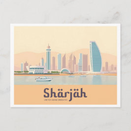 Cartão Postal Sharjah UAE Pastel Viagem