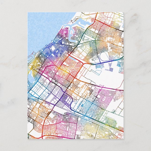 Cartão Postal Sharjah United Arab Emirates City Map (Frente)