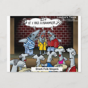 Cartão Postal Shark Folk Singers Funny Gifts Tees & Cards