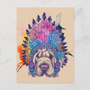 Cartão Postal Sharpei - Chefe Indígena Nativo Americano