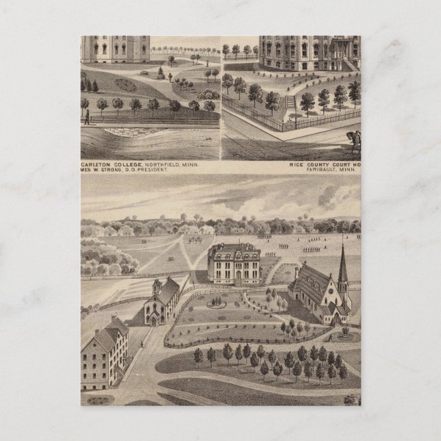 Cartão Postal Shattuck School, Faribault Willis Hall, Minnesota (Frente)