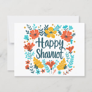 Cartão Postal Shavuot - Feliz Celebração de Shavuot com Flores