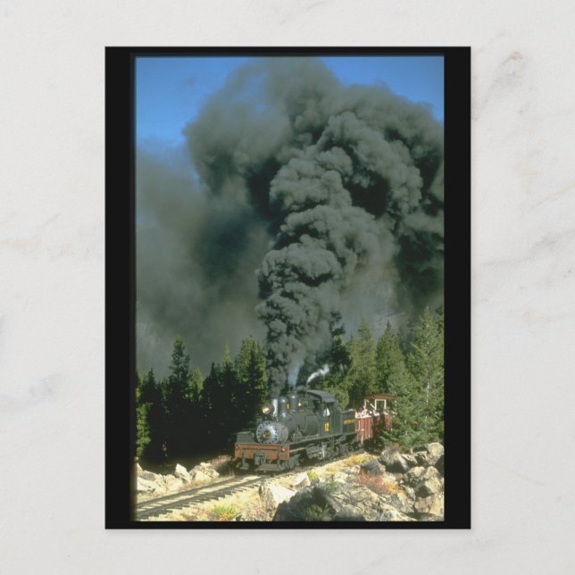 Cartão Postal Shay No. 12 faz o céu negro em trens de vapor (Frente)