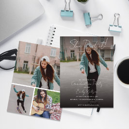 Cartão Postal She Did It Multi Photo Graduation Party Invitation