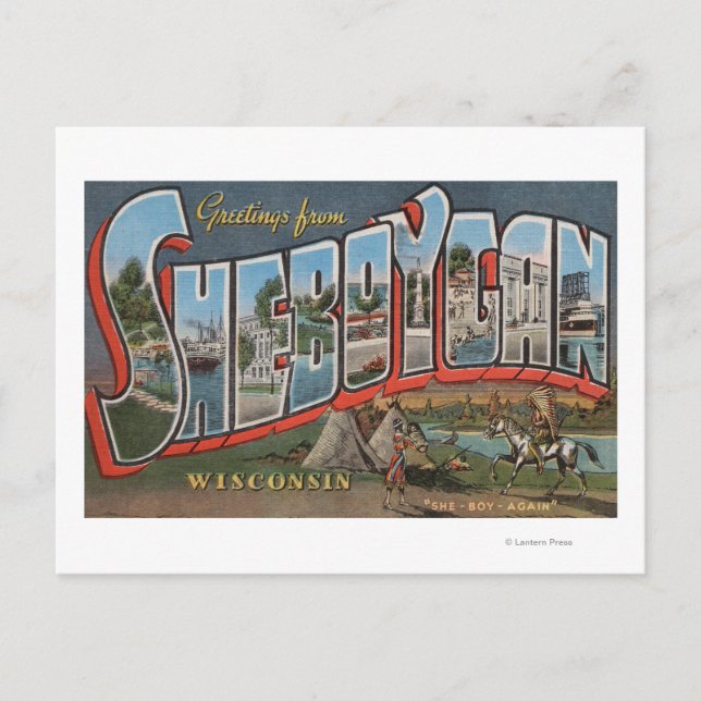Cartão Postal Sheboygan, Wisconsin (índios # 1) (Frente)