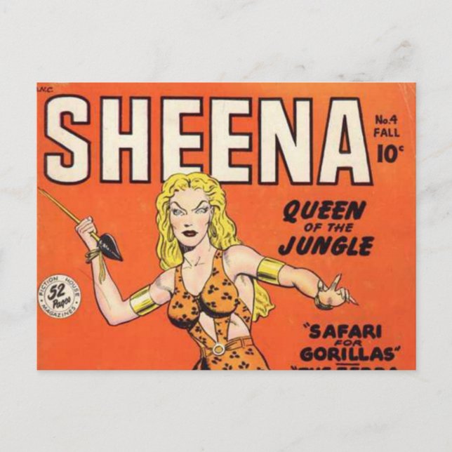 Cartão Postal Sheena: A Mulher Selva é um livro em quadrinhos (Frente)