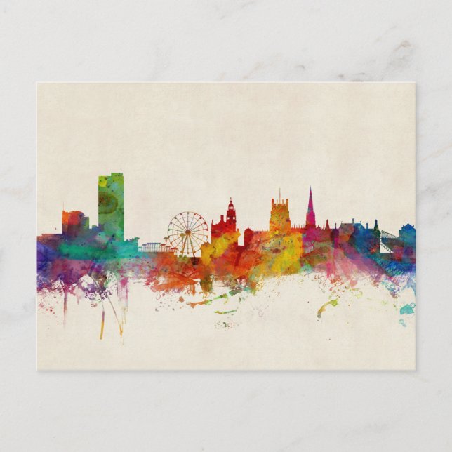 Cartão Postal Sheffield England Skyline (Frente)