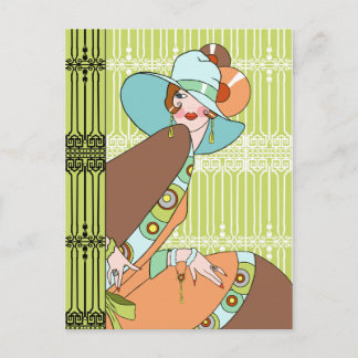Cartão Postal Shelby, Lady em Kiwi e Brown, 1930