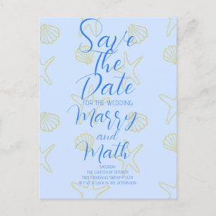 Cartão Postal Shell do Mar Simples Blue Summer e Desenho em Estr