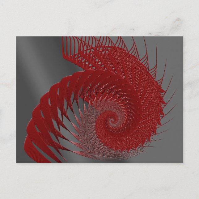 Cartão Postal Shell Mecânico. Arte digital vermelha e Cinza. (Frente)