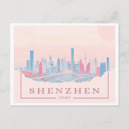 Cartão Postal Shenzhen China Futurística Skyline Pastel Viagem