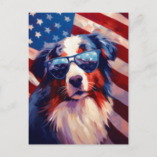 Cartão Postal Shepherd australiano 4 de julho Dia da Independênc