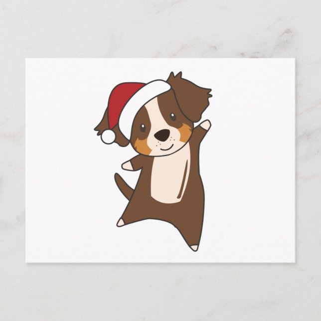 Cartão Postal Shepherd australiano Feliz Natal Inverno (Frente)