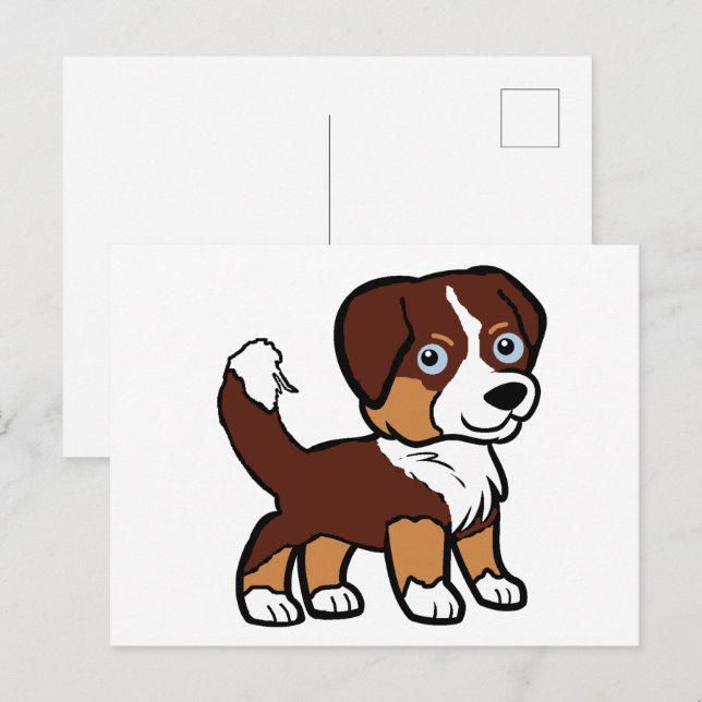 Cartão Postal Shepherd Red Tri Miniatura Americana com Cauda (Frente/Verso)