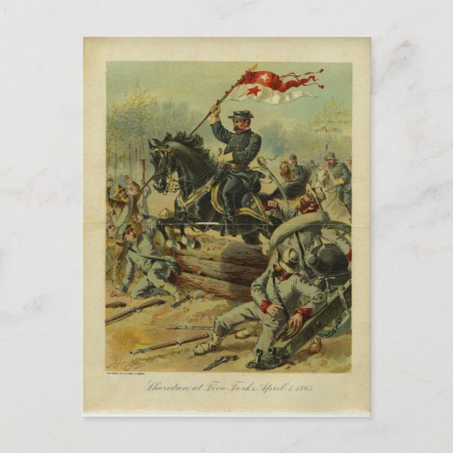 Cartão Postal Sheridan em Cinco Forks por H.A. Ogden (Frente)