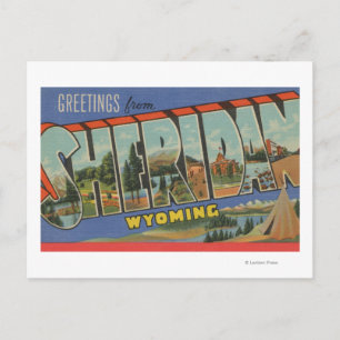 Cartão Postal Sheridan, Wyoming - Cenas com Letras Grandes