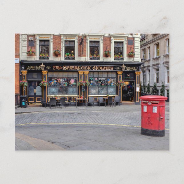 Cartão Postal Sherlock Holmes, Westminster London Reino Unido (Frente)