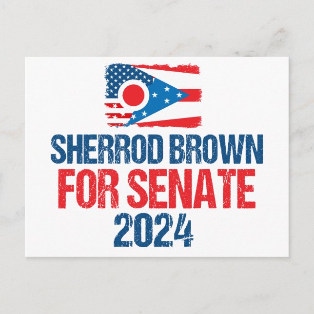 Cartão Postal Sherrod Brown para Senado 2024 Eleição no Ohio Fla (Frente)