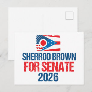 Cartão Postal Sherrod Brown para Senado Eleição 2026 Bandeira de