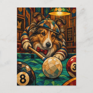 Cartão Postal Shetland Sheepdog, Mosaico Geométrico