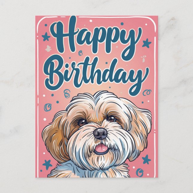 Cartão Postal Shi Tzu Birthday (Frente)