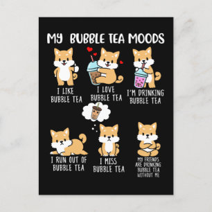 Cartão Postal Shiba Inu Bubble Tea Women Boba Tea Dog Bubble Tea